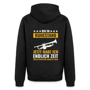 Rentner Rente Rentenbeginn Trompete - Unisex Premium Bio Zip Hoodie - Schwarz - Hinten - Nico (187cm)