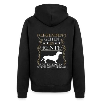 Rentner Rente Rentenbeginn Dackel - Unisex Premium Bio Zip Hoodie - Schwarz - Hinten - Nico (187cm)