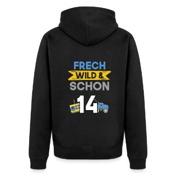 14 Jahre Geburtstag Junge Mädchen Spielzeug Auto - Unisex Premium Bio Zip Hoodie - Schwarz - Hinten - Nico (187cm)