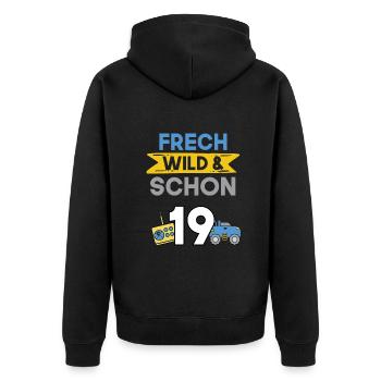 19 Jahre Geburtstag Spielzeug Auto - Unisex Premium Bio Zip Hoodie - Schwarz - Hinten - Nico (187cm)