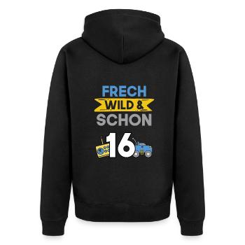 16 Jahre Geburtstag Spielzeug Auto - Unisex Premium Bio Zip Hoodie - Schwarz - Hinten - Nico (187cm)