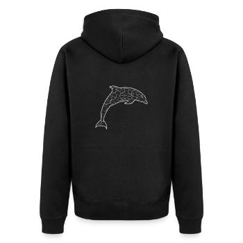 Delfin dolphin - Unisex Premium Bio Zip Hoodie - Schwarz - Hinten - Nico (187cm)