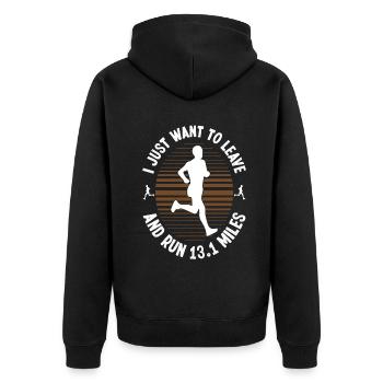 leave and run 13.1 miles Half Marathon - Unisex Premium Bio Zip Hoodie - Schwarz - Hinten - Nico (187cm)