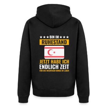 Rentner Rente Rentenbeginn Zypern - Unisex Premium Bio Zip Hoodie - Schwarz - Hinten - Nico (187cm)