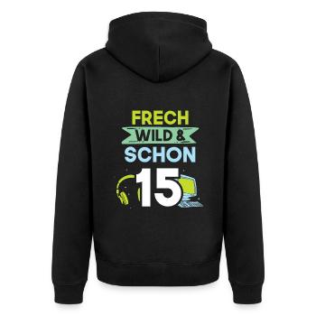 15 Jahre Geburtstag Junge Mädchen Gamer Gaming - Unisex Premium Bio Zip Hoodie - Schwarz - Hinten - Nico (187cm)