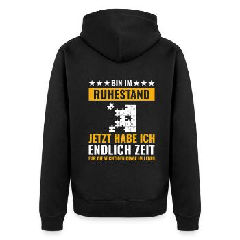 Rentner Rente Rentenbeginn Puzzeln - Unisex Premium Bio Zip Hoodie - Schwarz - Hinten - Nico (187cm)