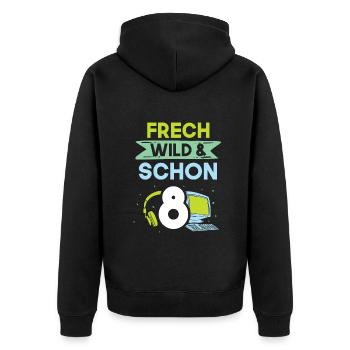 8 Jahre Geburtstag Junge Mädchen Gamer Gaming - Unisex Premium Bio Zip Hoodie - Schwarz - Hinten - Nico (187cm)