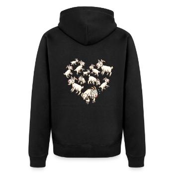 Herz Ziegenbock Ziege - Unisex Premium Bio Zip Hoodie - Schwarz - Hinten - Nico (187cm)
