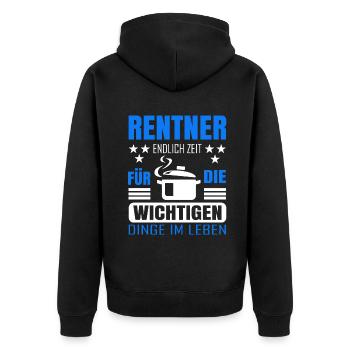 Rentner Rente Rentenbeginn Kochen Koch - Unisex Premium Bio Zip Hoodie - Schwarz - Hinten - Nico (187cm)