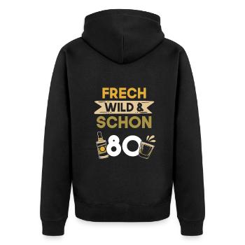 Geschenk 80 Jahre Geburtstag Whiskey - Unisex Premium Bio Zip Hoodie - Schwarz - Hinten - Nico (187cm)