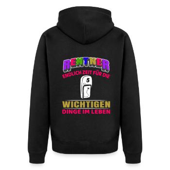 Rentner Rente Rentenbeginn Geocaching - Unisex Premium Bio Zip Hoodie - Schwarz - Hinten - Nico (187cm)
