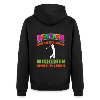 Rentner Rente Rentenbeginn Golf Golfer - Unisex Premium Bio Zip Hoodie - Schwarz - Hinten - Nico (187cm)