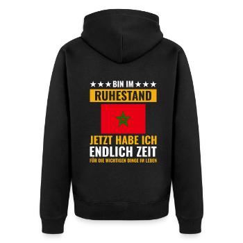 Rentner Rente Rentenbeginn Marokko - Unisex Premium Bio Zip Hoodie - Schwarz - Hinten - Nico (187cm)