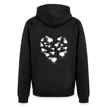Herz Vogel Fink - Unisex Premium Bio Zip Hoodie - Schwarz - Hinten - Nico (187cm)