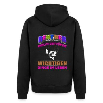 Rentner Rente Rentenbeginn Angeln Angler - Unisex Premium Bio Zip Hoodie - Schwarz - Hinten - Nico (187cm)