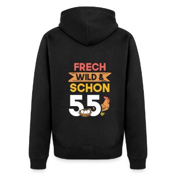 Geschenk 55 Jahre Geburtstag Huhn Hühner - Unisex Premium Bio Zip Hoodie - Schwarz - Hinten - Nico (187cm)