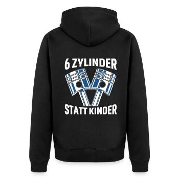6 Zylinder Tuner Tuning V6 - Unisex Premium Bio Zip Hoodie - Schwarz - Hinten - Nico (187cm)