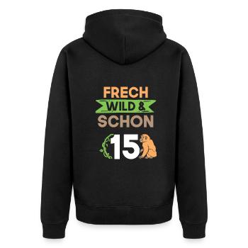 15 Jahre Geburtstag Junge Mädchen Affe - Unisex Premium Bio Zip Hoodie - Schwarz - Hinten - Nico (187cm)
