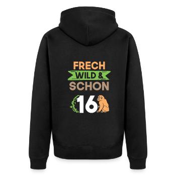 16 Jahre Geburtstag Affe - Unisex Premium Bio Zip Hoodie - Schwarz - Hinten - Nico (187cm)