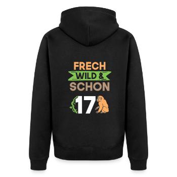 17 Jahre Geburtstag Affe - Unisex Premium Bio Zip Hoodie - Schwarz - Hinten - Nico (187cm)