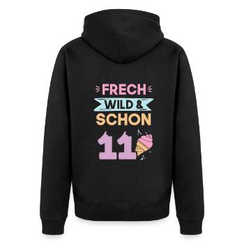 11 Jahre Geburtstag Junge Mädchen Eis essen - Unisex Premium Bio Zip Hoodie - Schwarz - Hinten - Nico (187cm)