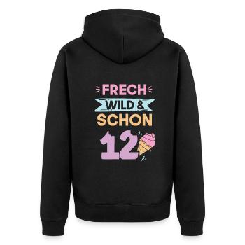 12 Jahre Geburtstag Junge Mädchen Eis essen - Unisex Premium Bio Zip Hoodie - Schwarz - Hinten - Nico (187cm)