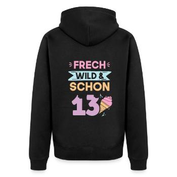 13 Jahre Geburtstag Junge Mädchen Eis essen - Unisex Premium Bio Zip Hoodie - Schwarz - Hinten - Nico (187cm)