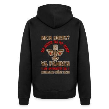 6 Zylinder Tuner Tuning V6 - Unisex Premium Bio Zip Hoodie - Schwarz - Hinten - Nico (187cm)
