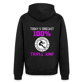 spontaneously start talking about Tripple Jump - Unisex Premium Bio Zip Hoodie - Schwarz - Hinten - Nico (187cm)