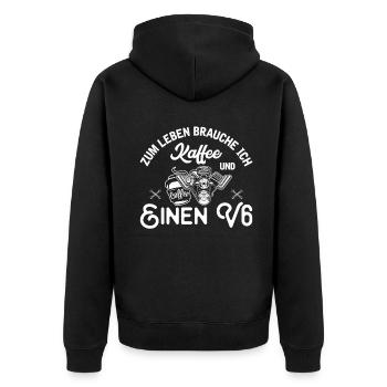 6 Zylinder Tuner Tuning V6 - Unisex Premium Bio Zip Hoodie - Schwarz - Hinten - Nico (187cm)