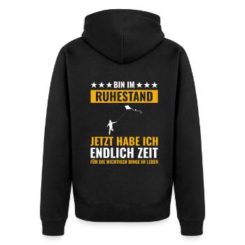 Rentner Rente Rentenbeginn Drachen steigen - Unisex Premium Bio Zip Hoodie - Schwarz - Hinten - Nico (187cm)