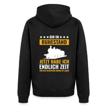 Rentner Rente Rentenbeginn Modeleisenbahn - Unisex Premium Bio Zip Hoodie - Schwarz - Hinten - Nico (187cm)