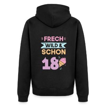 18 Jahre Geburtstag Eis essen - Unisex Premium Bio Zip Hoodie - Schwarz - Hinten - Nico (187cm)