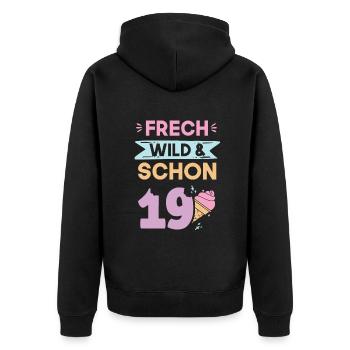 19 Jahre Geburtstag Eis essen - Unisex Premium Bio Zip Hoodie - Schwarz - Hinten - Nico (187cm)