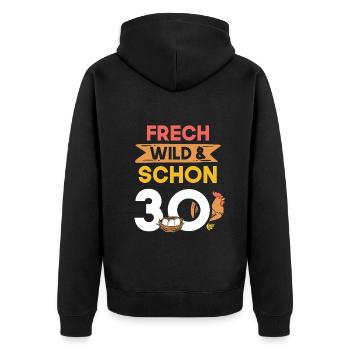 Geschenk 30 Jahre Geburtstag Huhn Hühner - Unisex Premium Bio Zip Hoodie - Schwarz - Hinten - Nico (187cm)