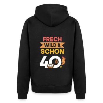 Geschenk 40 Jahre Geburtstag Huhn Hühner - Unisex Premium Bio Zip Hoodie - Schwarz - Hinten - Nico (187cm)
