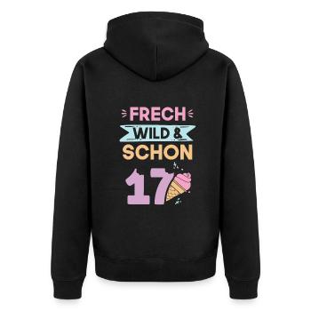 17 Jahre Geburtstag Eis essen - Unisex Premium Bio Zip Hoodie - Schwarz - Hinten - Nico (187cm)