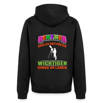 Rentner Rente Rentenbeginn Astronomie Weltall - Unisex Premium Bio Zip Hoodie - Schwarz - Hinten - Nico (187cm)