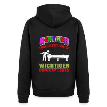 Rentner Rente Rentenbeginn Billard - Unisex Premium Bio Zip Hoodie - Schwarz - Hinten - Nico (187cm)