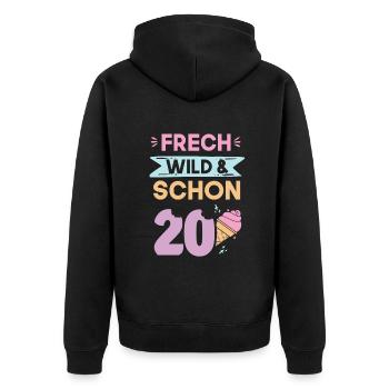 Geschenk 20 Jahre Geburtstag Eis essen - Unisex Premium Bio Zip Hoodie - Schwarz - Hinten - Nico (187cm)