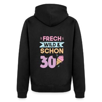 Geschenk 30 Jahre Geburtstag Eis essen - Unisex Premium Bio Zip Hoodie - Schwarz - Hinten - Nico (187cm)