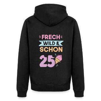 Geschenk 25 Jahre Geburtstag Eis essen - Unisex Premium Bio Zip Hoodie - Schwarz - Hinten - Nico (187cm)