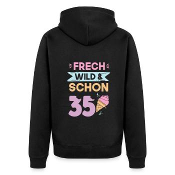 Geschenk 35 Jahre Geburtstag Eis essen - Unisex Premium Bio Zip Hoodie - Schwarz - Hinten - Nico (187cm)