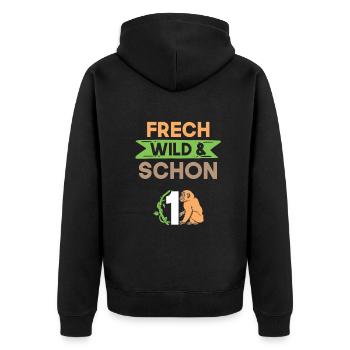 Geschenk 1 Jahr Geburtstag Affe - Unisex Premium Bio Zip Hoodie - Schwarz - Hinten - Nico (187cm)