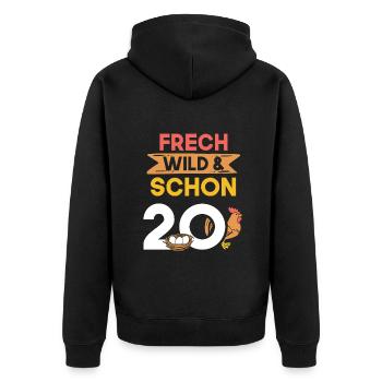 Geschenk 20 Jahre Geburtstag Huhn Hühner - Unisex Premium Bio Zip Hoodie - Schwarz - Hinten - Nico (187cm)