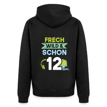 12 Jahre Geburtstag Junge Mädchen Gamer Gaming - Unisex Premium Bio Zip Hoodie - Schwarz - Hinten - Nico (187cm)