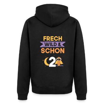 2 Jahre Geburtstag Junge Mädchen Eule - Unisex Premium Bio Zip Hoodie - Schwarz - Hinten - Nico (187cm)