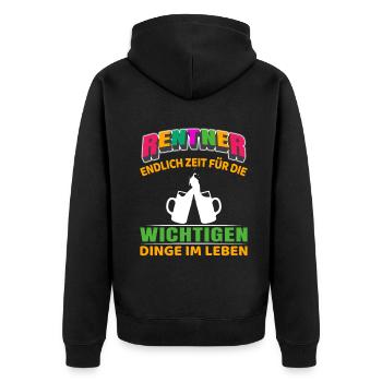Rentner Rente Rentenbeginn Biertrinker Bier - Unisex Premium Bio Zip Hoodie - Schwarz - Hinten - Nico (187cm)