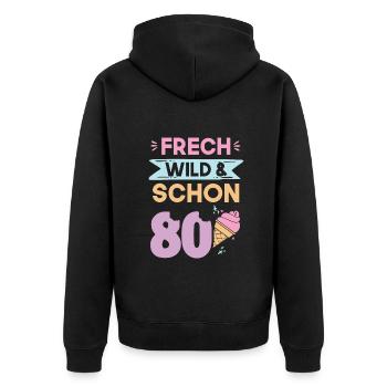 Geschenk 80 Jahre Geburtstag Eis essen - Unisex Premium Bio Zip Hoodie - Schwarz - Hinten - Nico (187cm)