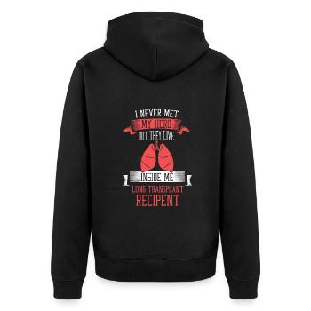 I never me my hero Lung transplant recipent - Unisex Premium Bio Zip Hoodie - Schwarz - Hinten - Nico (187cm)